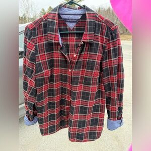 Tommy Hilfiger Red and Black Plaid Button-Down Shirt